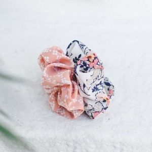 Blue Spring Floral Scrunchie